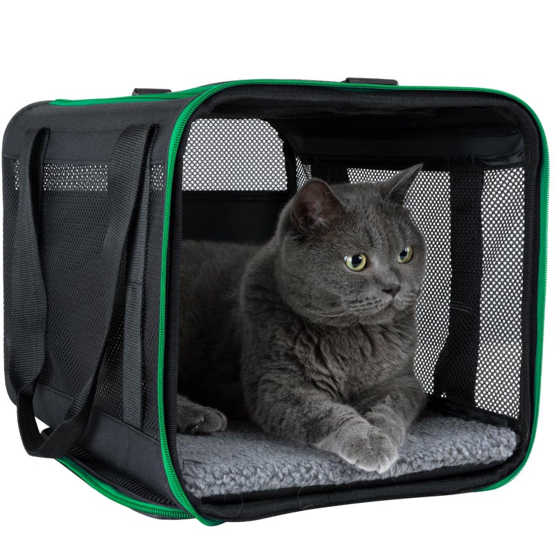 petisfam Quick-in Pet Carrier for Cats. 360Â° Airy Mesh Windows Let Fur-Kids See You & Breath Easy, Reduce Travel Anxiety. Rip-Stop Fabric & Lockable Zips Hug Securely. Washable Pad. Adjustable Shoulder Strap - Image 1